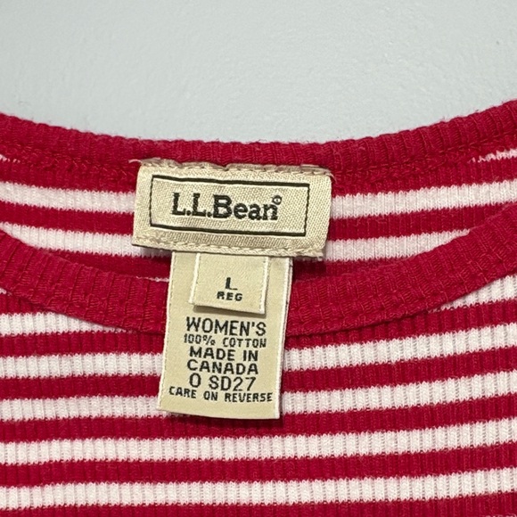 Vintage L.L. Bean Red striped ringer tee made in Canadá 90s/Y2k aesthetic - Picture 2 of 9